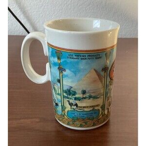 Watkin’s The Heritage Collection Egyptian Tale Coffee Mug Cup New White Blue